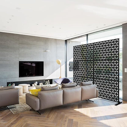 72" H×47" W Metal Privacy Screen, Outdoor Indoor Privacy Screens with Stand Panels, Free Standing Decorative Privacy Screen for Patio