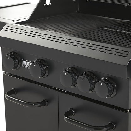 4 Burner Propane Grill,50000 BTU BBQ Grill with Side Burner and Enameled Cast Iron Grates,Visible Window Gas Grill with Wheels for Outdoor Cooking, Patio, Garden Barbecue Griliing