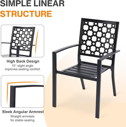 Patio Dining Chairs Set of 2, Stackable Metal High Back Chairs Set - Image 4
