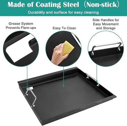 Full-Size Griddle Inserts for Weber Spirit 200 Series, Flat Top Grill Griddle for Weber GS4 Spirit I & II E-210 E-220 S-210 S-220 Gas Grill, Rectangular Griddle Replace for 7637 Grate