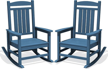 Oversized Outdoor Rocking Chairs Set of 2, HDPE Porch Rockers by KINGYES