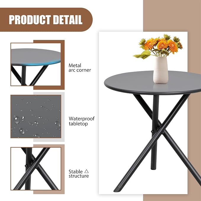 Shintenchi 3 Piece Outdoor Rocking Bistro Set, Textilene Fabric Small Patio - Image 7