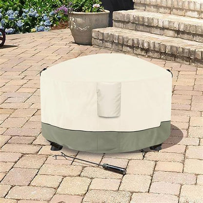 Fire Pit Cover,Outdoor Heavy Duty 600D 100% Waterproof Fire Pit Cover Round,Weatherproof Firepit Covers Round 32" Dia x 24" H,Beige