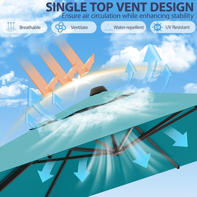 10' X 10' Patio Umbrella Cantilever Outdoor Rectangle Umbrella, Heavy Duty - Image 4