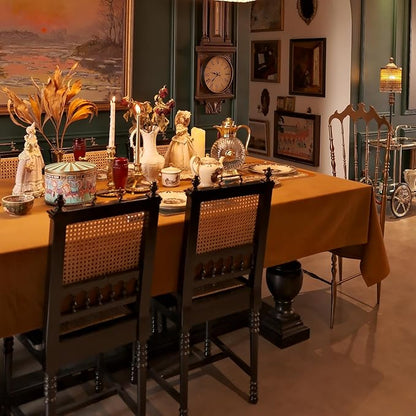 Retro Velvet Tablecloth 60 x 84 Inches, Waterproof Washable Rectangle Table Cloth, Durable Farmhouse Table Cover for Fall Dining Wedding Party Buffet Thanksgiving - Caramel