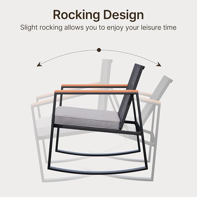 Gizoon 3 Pieces Rocking Patio Bistro Set | - Image 6