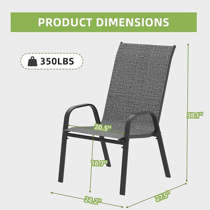 Patio Chairs Set of 4, Outdoor Stackable Dining Chairs - Image 3