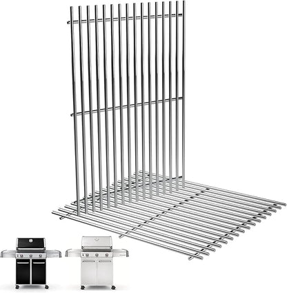 Genesis 300 310 330 Grill Grates for Weber Genesis 3 Burner E330 E310 S310 E320 S330 S320 EP330 EP310 Grill Replacement Parts, 19.5 inch SUS 304 Stainless Steel Grates for Weber 7528 7524 (2007-2016)