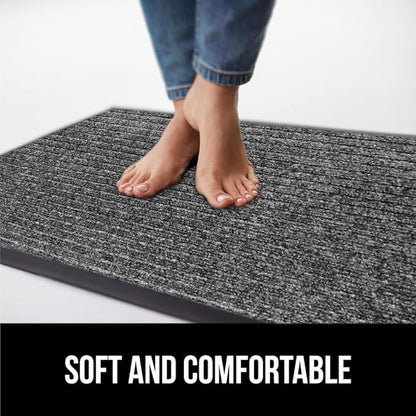 GORILLA GRIP Waterproof Traffic Guard Door Mat, 72x48, Heavy Duty Entryway Mats, Strong Rubber Back Commercial Utility Rugs for Office Hallway, Garage Floor and Home, Low Profile Carpet, Light Gray