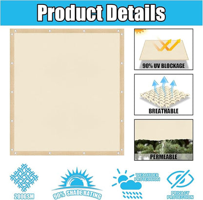 Amagenix 90% Pergola Shade Cover 7' X 7' Sun Shade Cloth - Image 3