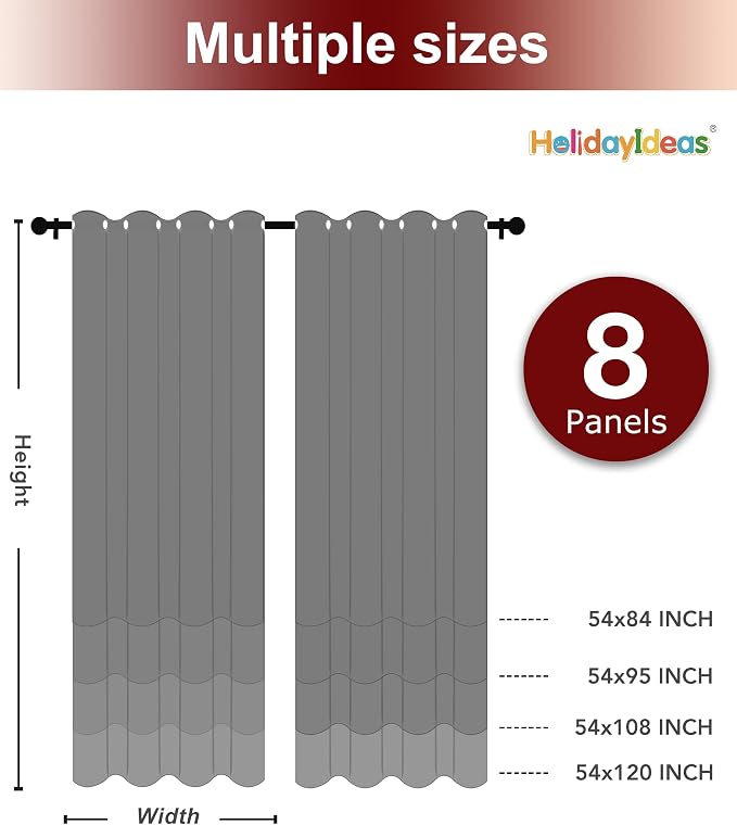 Grommet Outdoor Curtains for Patio Waterproof 8 Pcs 54x108 In Sage Green | - Image 6