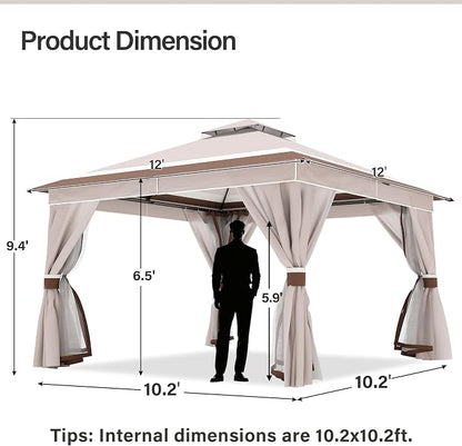 12'x12' Outdoor Gazebo, Metal Frame Heavy Duty Patio Canopy Tent Shelter - Image 2