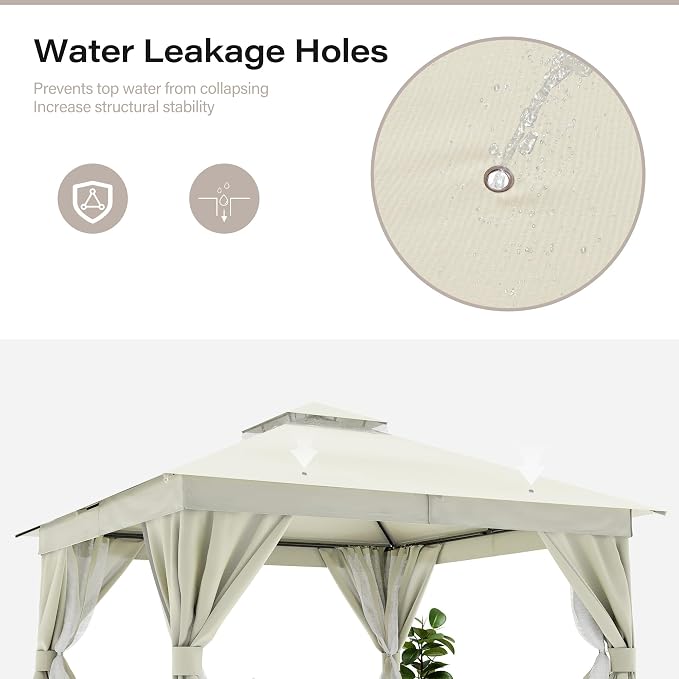 10'x10' Outdoor Gazebo, Heavy Duty Metal Frame Patio Canopy - Image 8