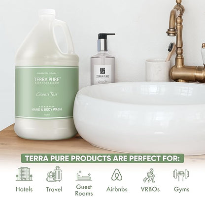 Terra Pure Hotel Hand & Body Wash Soap | Four Gallons | Designed to Refill Soap Dispensers (Set of 4)