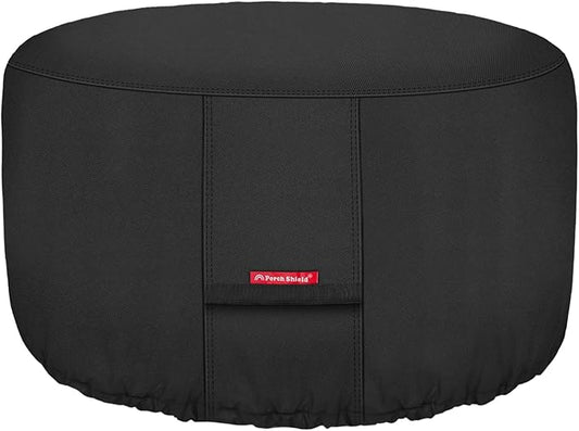 Porch Shield Fire Pit Cover - Waterproof 600D Heavy Duty Fade Resistant Round Patio Fire Bowl Cover Black - 44 inch