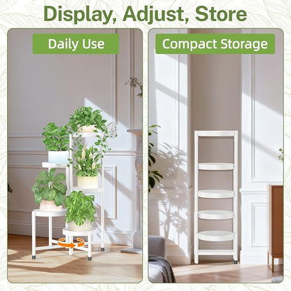 iDavosic.ly Plant Stand Indoor Outdoor, 5 Tier Metal Corner Shelf, Folding - Image 8