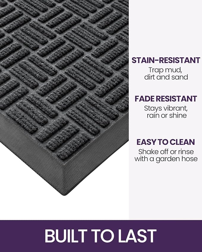 DEXI Front Door Mat Outside Entrance, 4x6 ft Large Rubber Entry Doormat Heavy Duty, Welcome Mats Non Slip for Inside House Floor Entryway Double Doors Exterior Patio, Maze Grey