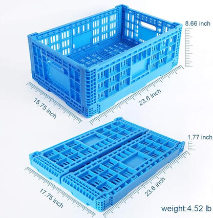 Collapsible Storage Bin Containe， 52 Liter Transfer box,crate Transit storage of various items (23.6" L x 15.7" W x 8.6" H-two)