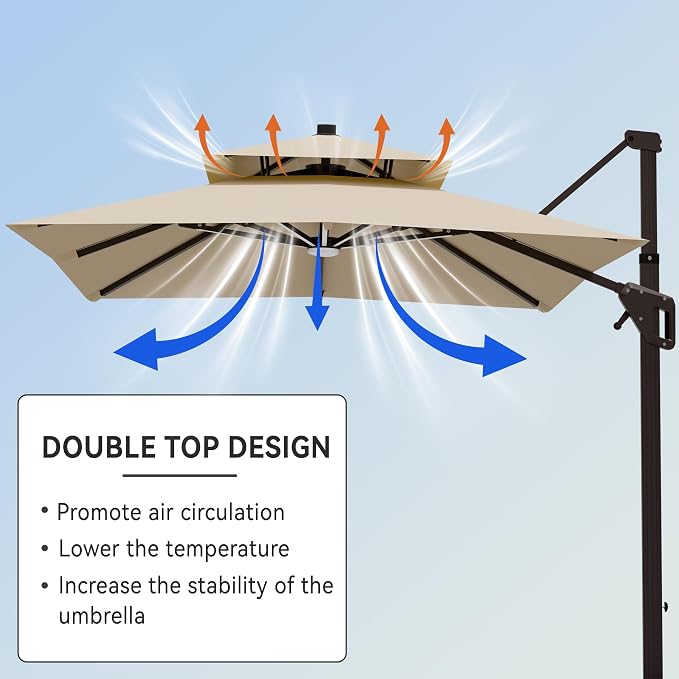 9' X 12' Cantilever Patio Outdoor Umbrella - Image 7