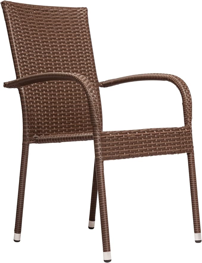 Patio Sense 62664 Morgan Outdoor Wicker Stacking Chairs, Powder-Coated Steel - Image 5