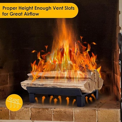 STBoo Fireplace Grate 13inch - Wood Stove Grates Heavy Duty | Fireplace Log Holder | Firewood Log Burning Wrought Iron Rack | Fire Pit Tray for Indoor Chimney Hearth & Outdoor Kindling Tool