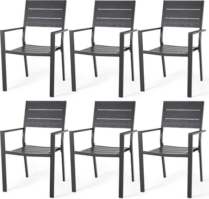 AECOJOY 4 Pieces Outdoor Dining Chairs, Aluminum Frame Stackable Patio Chair by AECOJOY