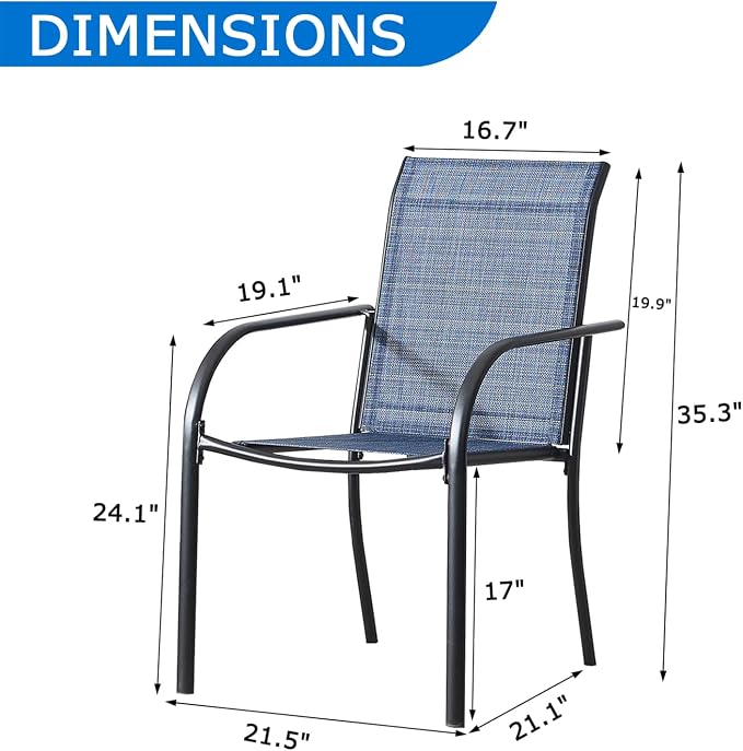 Outdoor Dining Chairs Set of 4, Stackable Patio Chairs - Image 2