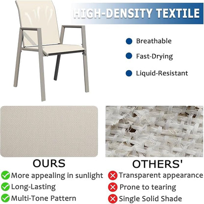 Outdoor Patio Chairs Set of 4, Ivory Beige Stackable Outdoor Chairs, - Image 4