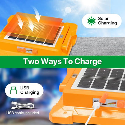 Portable LED Work Solar Light - Kifflux 300W Rechargeable LED Solar Work Light, Magnetic Worklight with IP66 Waterproof, Portable Solar Power Outdoor Working Light for Emergency Camping(2 Pack)