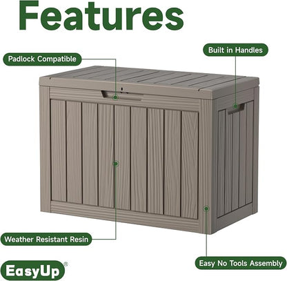 60 Gal Outdoor Storage Box Waterproof Lockable Resin Deck Box | UV-resistant - Image 2