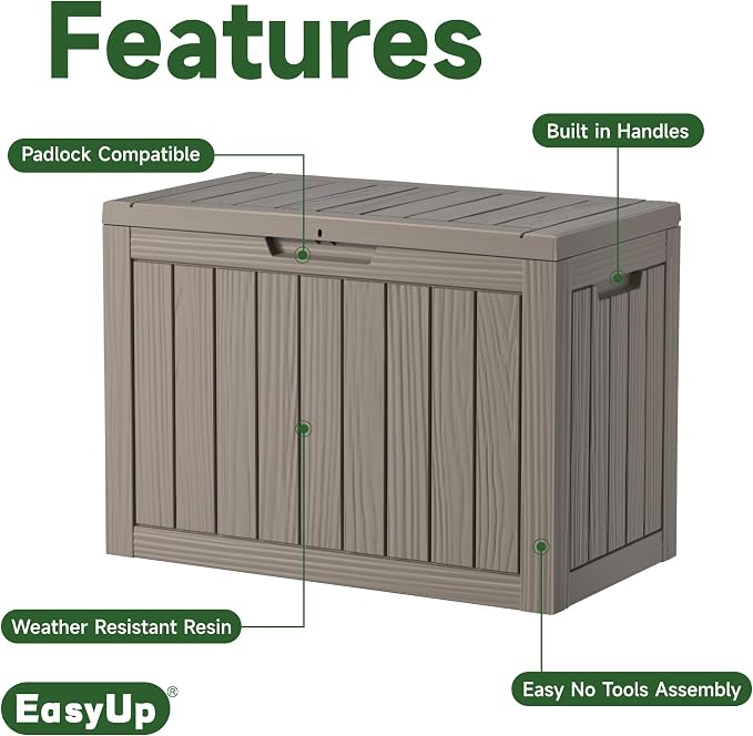 55 Gal Waterproof Outdoor Storage Box UV Resistant Deck Box | Durable resin - Image 2