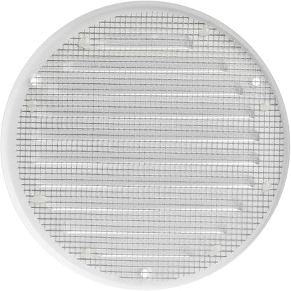 White Metal 5'' Inch Round Ventilation Grille - Inside/Outside use - (Grille: 5''Ø/Cover Area: 6.25''Ø) - Air Vent Louver - Available 4 Sizes / 2 Types / 1 Color.