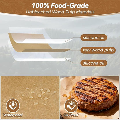 360 Count 6"x 6" Heavy Duty Patty Paper Sheets for Separating Patty, No-Stick & No-Leak Unbleached Parchment Paper Squares, Pre-cut Burger Patty Paper for Oven, Air Fryer, Microwave