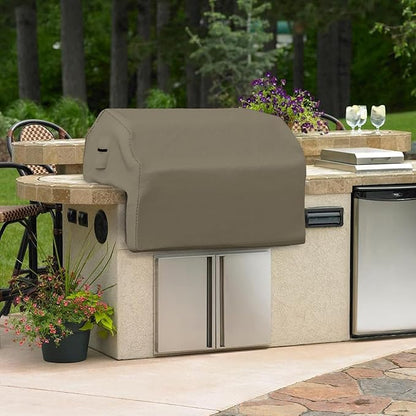 Covers & all Built-in Outdoor Grill Cover, Durable 12 Oz Waterproof Cover Max Material with Air Pocket & Elastic for Snug Fit (44" W x 27" D x 26" H Inches, Beige)