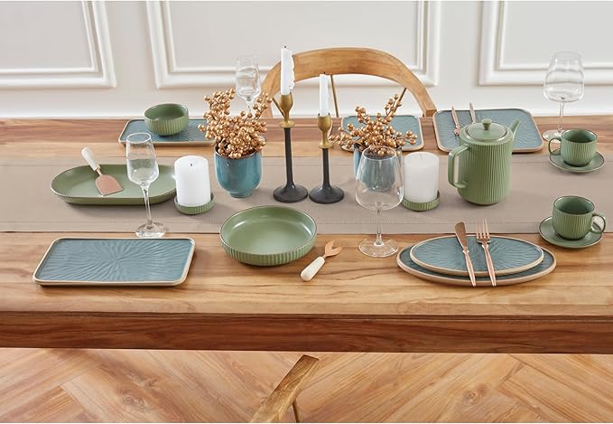 Solino Home Linen Natural Table Runner 72 Inches Long - 100% Pure Linen Medium Weight Hemstitch Table Runner 14 x 72 Inch for Dresser, Dining, Spring, Easter