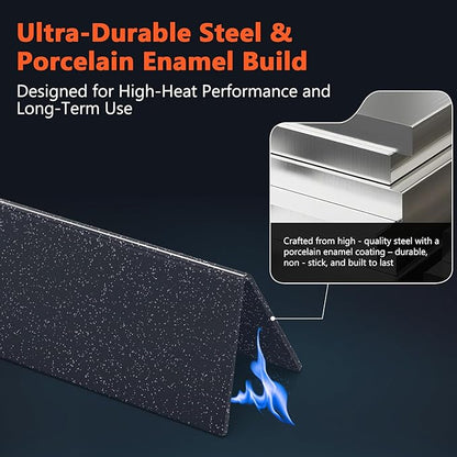 QuliMetal 24.5 Inch Flavorizer Bars for Weber Genesis 300 Series Grills with Side Controls Knobs, Genesis E310 E320 S310 S320 EP310 EP320 (2007-2010), Porcelain Steel Heat Plates for Weber 7539 7540