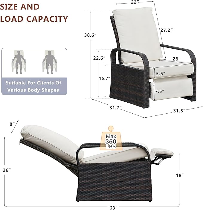Outdoor Wicker Recliner Chair - Image 2