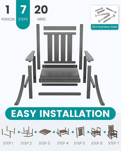 SERWALL Outdoor Rocking Chair Set of 6, Patio Rocking Chairs - Image 7