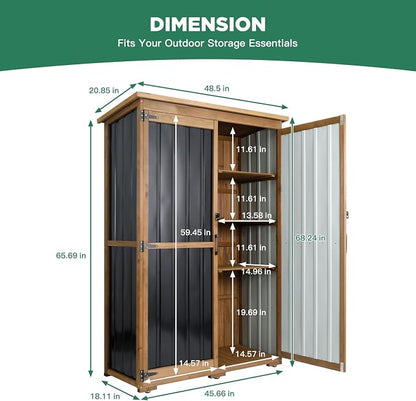 Ketive Outdoor Storage Cabinet, Wood & Metal Storage Shed - Image 7