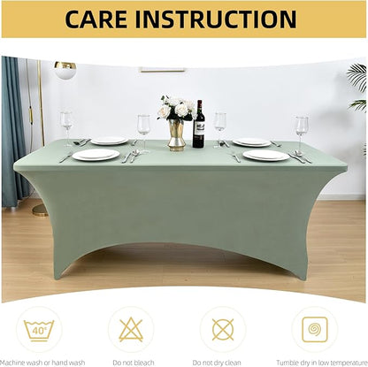 118 2-Pack 4ft Spandex Table Covers for Rectangular Folding Tables - Wrinkle Resistant Stretch Tight Table Cloths - Ultimate Fitted Table Protector for Parties, Banquet, and Wedding
