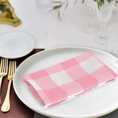 Buffalo Plaid Table Napkins Set of 100 Checkered Cloth Napkins 17x17 inch Washable Dinner Gingham Pattern Napkins Soft Napkins for Wedding Party Dining Banquet(Pink and White)