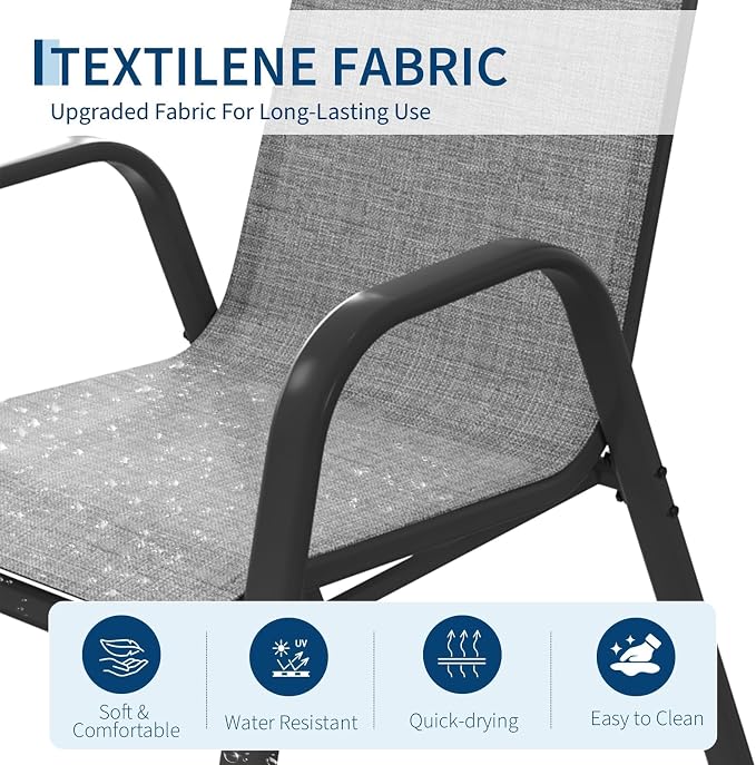 Stackable Outdoor Patio Dining Chairs Set of 6 – High Back Armchairs, - Image 5