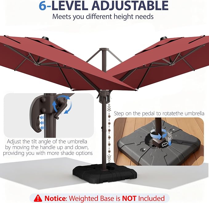 10' X 10' Patio Umbrella Cantilever Outdoor Rectangle Umbrella - Image 7