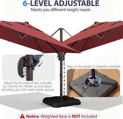 10' X 10' Patio Umbrella Cantilever Outdoor Rectangle Umbrella - Image 7