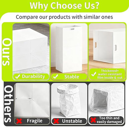 30 Gallon Disposable Trash Cans for Parties, 2 Pack Extra Large Portable Trash Can White Pop Up Trash Cans Bin, Recycle Collapsible Garbage Can Bins for Party Kitchen Camping Trash Can