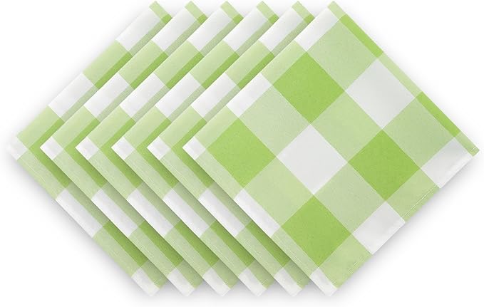 Cupuamon Buffalo Plaid Table Napkins Set of 25, 17x17 inch, Emerald and White, Poly-cotton Blend
