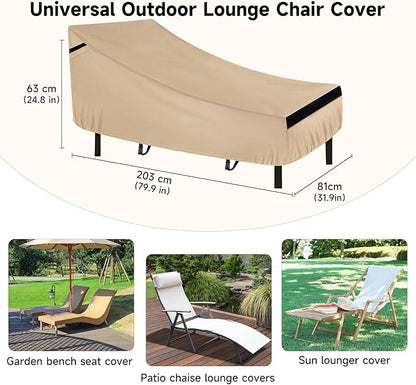 NEVERLAND Waterproof Patio Lounge Chair Cover, Outdoor Chaise Lounge Covers with Heavy Duty Material, 420D Waterproof Outdoor Chairs Cover 80L x 32W x 25H inch Golden