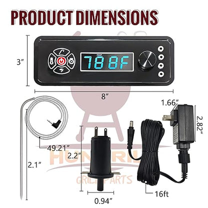 Replacement Non-WiFi Controller Combo Set for Masterbuilt Gravity Series 560/800/1050 Digital Charcoal Grill + Smoker – Full Kit Includes Control Panel, 4 Meat Probes, 3 Door Switches & Power Adapter