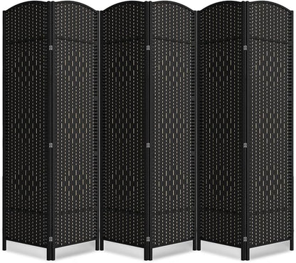 6 Panel Room Divider,6Ft Folding Privacy Screen,Tall - Extra Wide Foldable Panel Partition Wall Divider with Diamond Double-Weaved Hand-Woven Design Room Screen Divider