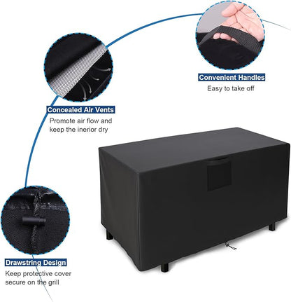 Square Fire Pit Cover, Upgraded Heavy Duty Fabric with Air Vent and Drawstring Fit for 48 Inch Outdoor Fireplace Cover & Fire Pit Table, 100% Waterproof & Tear Resistant 48x28x24 Inche